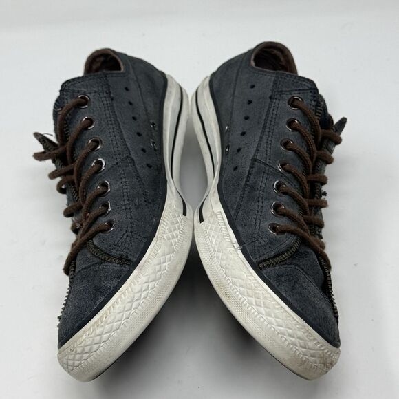 Converse All Star Low Sneakers Mens 10.5 Black Distressed Leather Open Zip Shoes - Picture 7 of 16